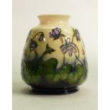 Moorcroft vase Hepatica pattern: Measures 15cm x 12cm. With box. No damage or restoration.