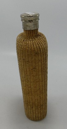 Large Wicker clad spirit bottle: With pewter screw top lid, height 22cm. - Image 3 of 8