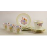 Shelley Regent "Anemone Bunch" part tea set: Pattern 12072 comprising 3 cups & saucers, 4 side