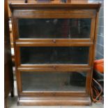 Three door Globe Wernicke style bookcase: Height 113cm, width 87cm and depth 33cm.