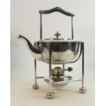 Kingsway silver plated tea kettle, burner and stand: Height 32cm.