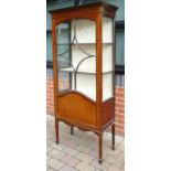 Inlaid Edwardian style display cabinet: Measuring 167cm x 73cm x 36cm deep approx.