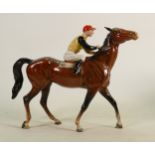 Beswick jockey on walking horse 1037: Black & yellow jockey colours.