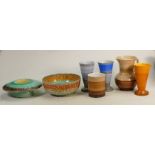 A collection of Shelley Harmony ware bowls, jugs & vases: Varying shapes, height of tallest 18cm. (