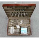 Cased canteen of Mappin & Webb silver plated cutlery: 60+ pieces, kings pattern or similar.