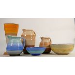 A collection of Shelley Harmony ware lamp base, bowls, jugs & vases: Varying shapes, height of