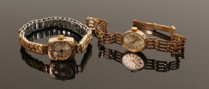 Ladies 9ct gold Everite wristwatch with 9ct gold strap: 9g, together with 9ct gold Excalibur