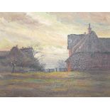 Continental oil on board landscape scene: Signed G Paterson, frame size 50cm x 60cm