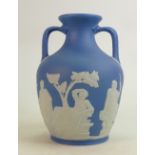 Wedgwood dip light blue Jasperware Portland vase: height 21cm.