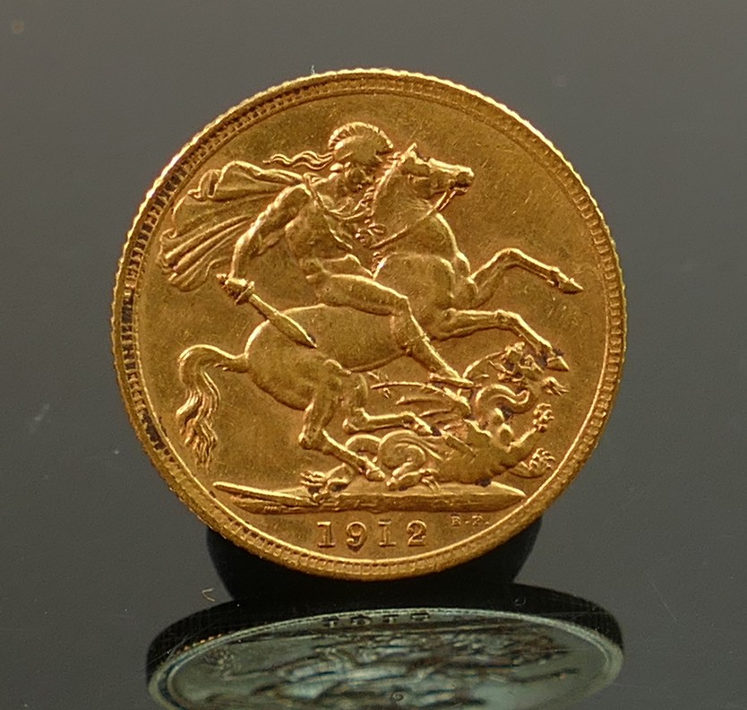 George V FULL gold sovereign coin 1912: - Image 4 of 4