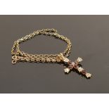 9ct gold cross with 9ct gold necklace, 6.8g: