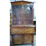 Regency Mahogany Secretaire bookcase with Satinwood fitted drawers interior: Circa 1810-20, one