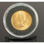 1958 Gold Full Sovereign: In plastic case.