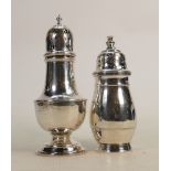 Two silver sugar sifters: The tallest hallmarked for Birmingham 1974 and the smaller one