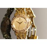 Ladies Raymond Weil gold plated diamond wristwatch: Boxed with purchase receipt for 1998, not