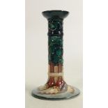 Moorcroft candlestick Mamoura pattern: Measures 21cm x 12cm, with box. No damage or restoration.