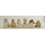 Beswick Beatrix Potter figures: Mr Jeremy Fisher, Mrs Tiggy Winkle, Lady Mouse, Ribby, Aunt