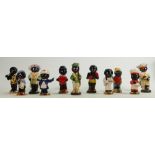Carltonware trial & limited edition Golly figures: 11 individual items, height 10cm.
