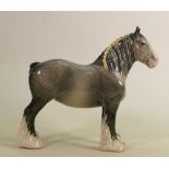 Beswick rare Iron Grey shire horse 818: A lovely painted example with 6 manufacturing holes to the