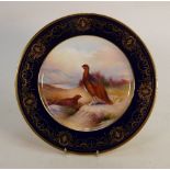 Aynsley Fine Art Collection hand painted Lawrence Woohouse cabinet plate: Image of Red Grouse,