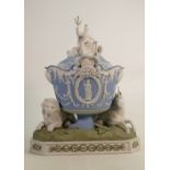 Wedgwood Prestige large vase & cover "The Britannia Vase": In three coloured Jasperware, height