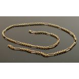 9ct gold neck chain: Gross weight 10.6g. Measures 62.5cm long.