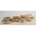 A collection of 19th Century porcelain gilded cups & saucers: Two Royal Crown Derby and two unmarked