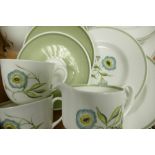 A collection of Suzie Cooper Katina patterned tea ware: 34 pieces (one cup with chip to rim).