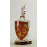 Royal Crown Derby The Unicorn of Scotland: Limited edition, gold stopper, boxed with cert.