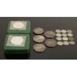 A collection of Silver coins: Including 5 Victoria Crowns, 2 Royal Mint 1972 Silver proof Crowns,