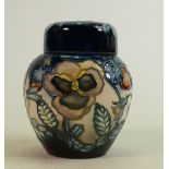 Moorcroft Pansy ginger jar: MCC piece, limited edition dated 2001, height 11cm.