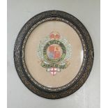 Framed Early 20th century London Rifle Brigade South Africa 1900-1902 Embroidery: Height of frame
