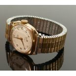 9ct gold Avia gents wristwatch: With gold plated expandable bracelet.