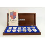 The Royal Arms set of 12 silver shield medallions: Made in celebration of the Queens silver