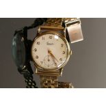9ct gold Everite gents wristwatch: With 9ct gold bracelet, overall weight 33g.