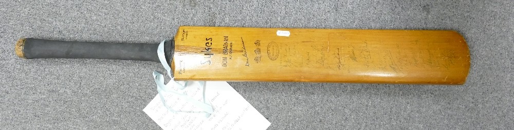 Sykes Don Bradman Autographed cricket bat: England V West Indies 1950 3rd test match at Trent - Image 2 of 6