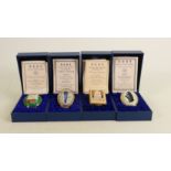 Four x Halcyon Days hand painted ROYAL limited edition enamel boxes: All with original display