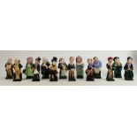 Royal Doulton Dickens figures: Pickwick, David Copperfield, Sam Weller, Artful Dodger, Mrs