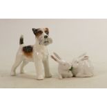 An unusual Carlton ware china model of a terrier dog: 10.5cm high together with a Royal Copenhagen