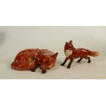 Beswick fox sitting and small fox standing: