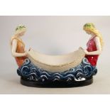 Wedgwood large Nereids Bowl: Hand decorated, dated 2007, height 27cm and length 42cm.