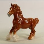 Beswick Chestnut cantering shire horse 975: (Restored front and back leg).