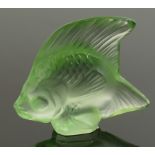 Lalique Paris lime green Opalescent fish: Boxed height of fish 5cm.