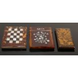 Three antique card cases tortoiseshell & Mauchline fern ware: Two very different designs of