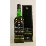 1970's Glenleven 12 Years Old Malt Scotch Whisky: 43 proof 750ml.