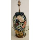 Moorcroft floral decorated lamp base: Dated 1990, height to top of fitting 45cm.