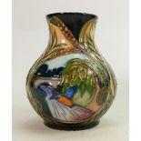Moorcroft vase Landscape Medley pattern: With box. Measuring 16cm x 14cm. No damage or restoration.
