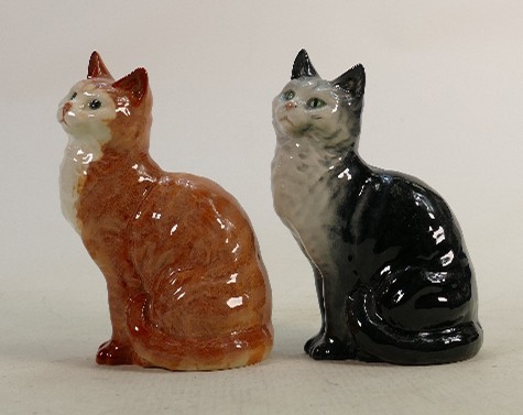 Beswick British Blue seated cat 1030 together with a ginger cat 1030:
