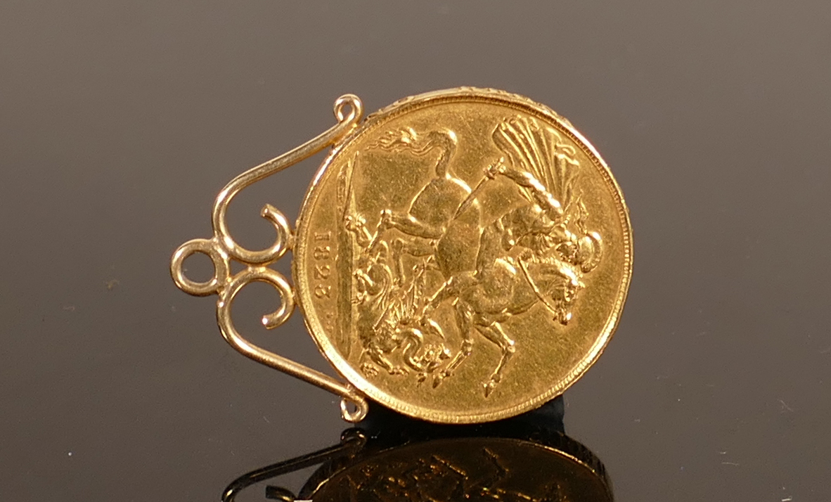 Double gold Sovereign coin George IV 1823: Mounted with 15ct gold pendant mount, gross weight 16.9g. - Image 2 of 2