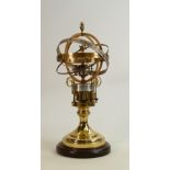 A Brass Orrery clock by St James House Co: Limited edition, circa 1984, height 44cm overall. Not